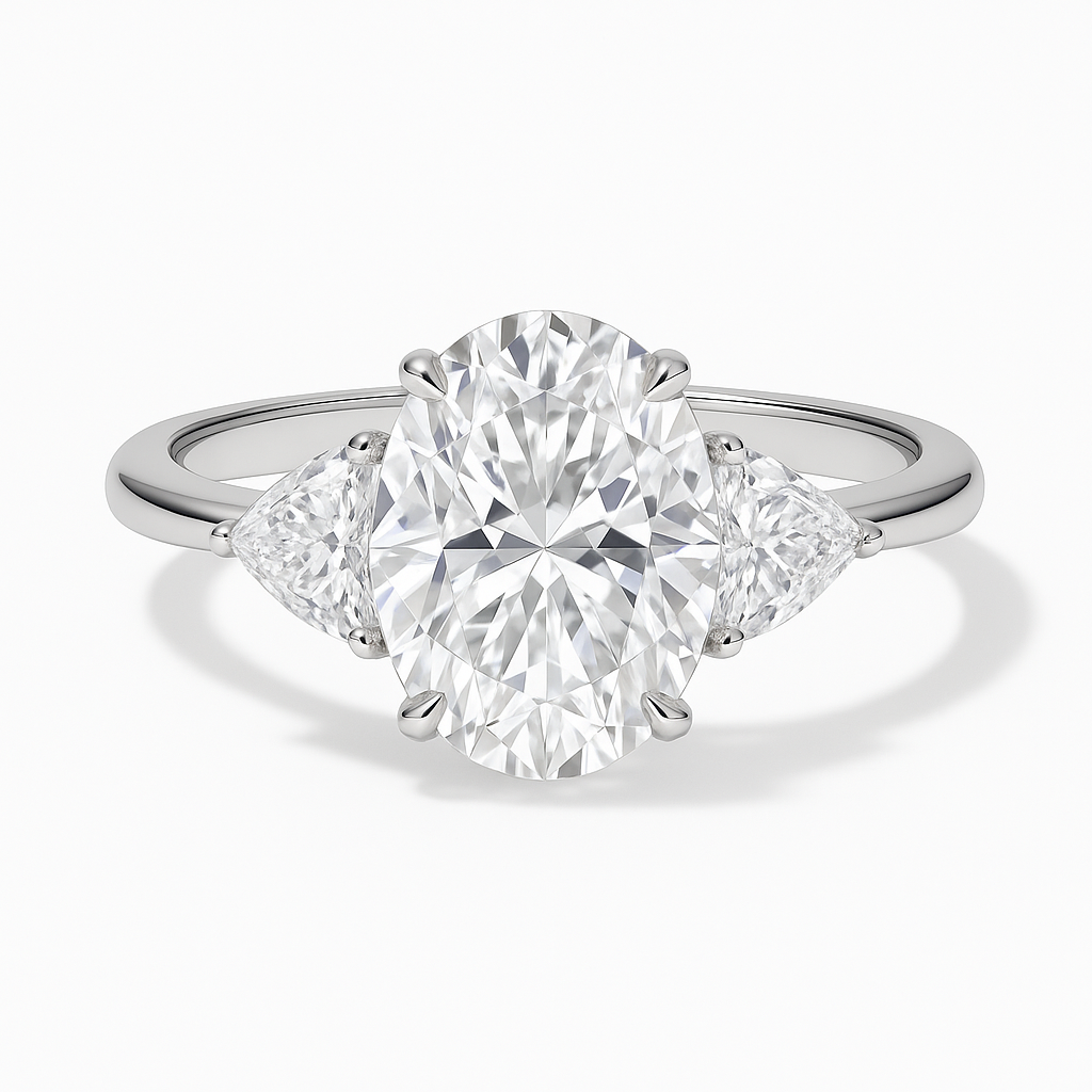 THREE STONE OVAL CUT MOISSANITE ENGAGEMENT RING (8 Carat)