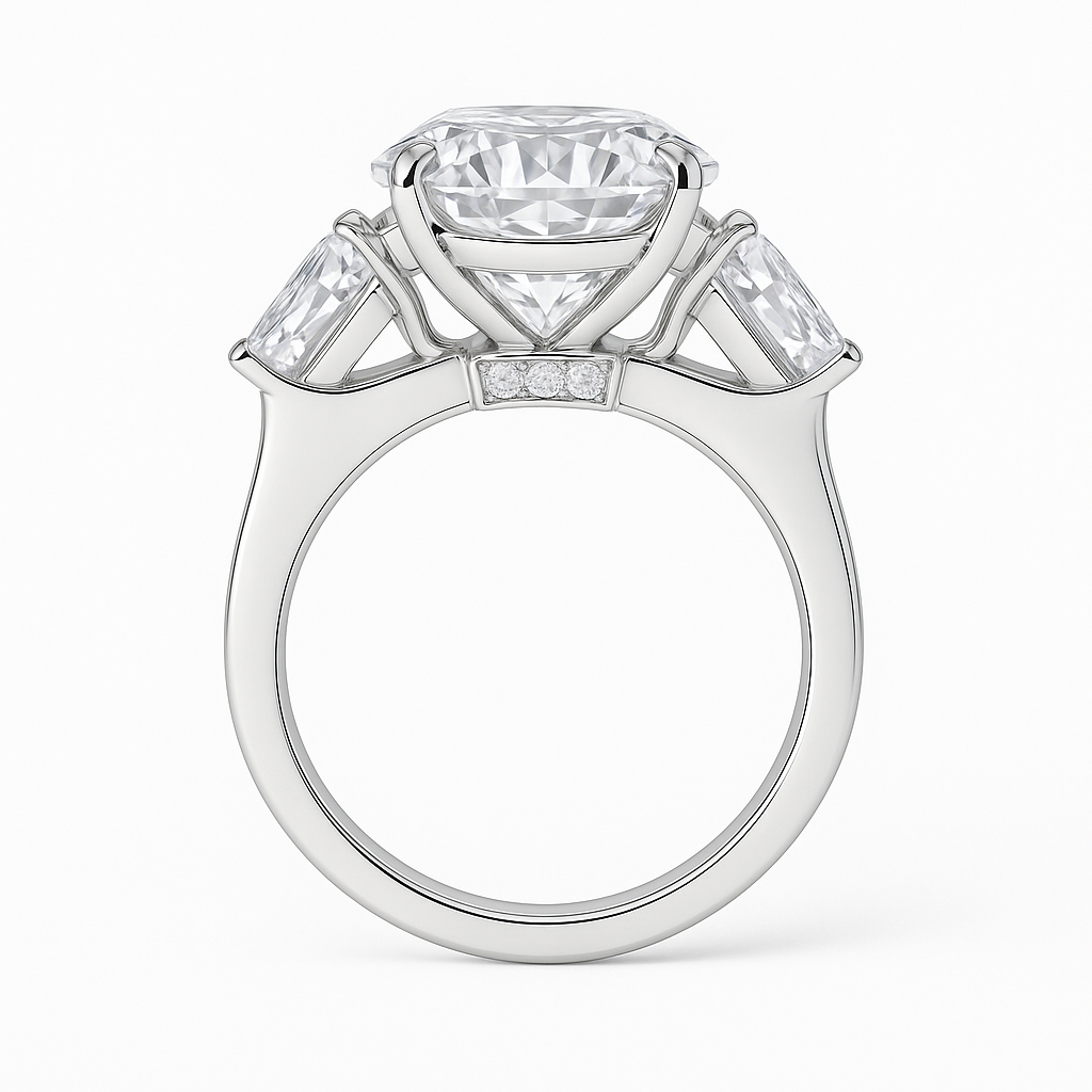 THREE STONE OVAL CUT MOISSANITE ENGAGEMENT RING (8 Carat)