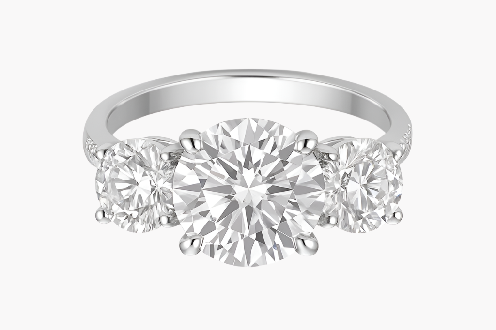 THRESS STONE ROUND CUT SOLITAIRE MOISSANITE ENGAGEMENT RING (3 Carat)