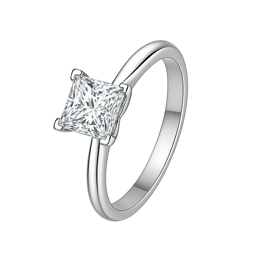 PRINCESS CUT SOLITAIRE MOISSANITE ENGAGEMENT RING