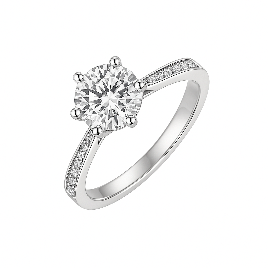 CLASSIC ROUND CUT SOLITAIRE MOISSANITE ENGAGEMENT RING