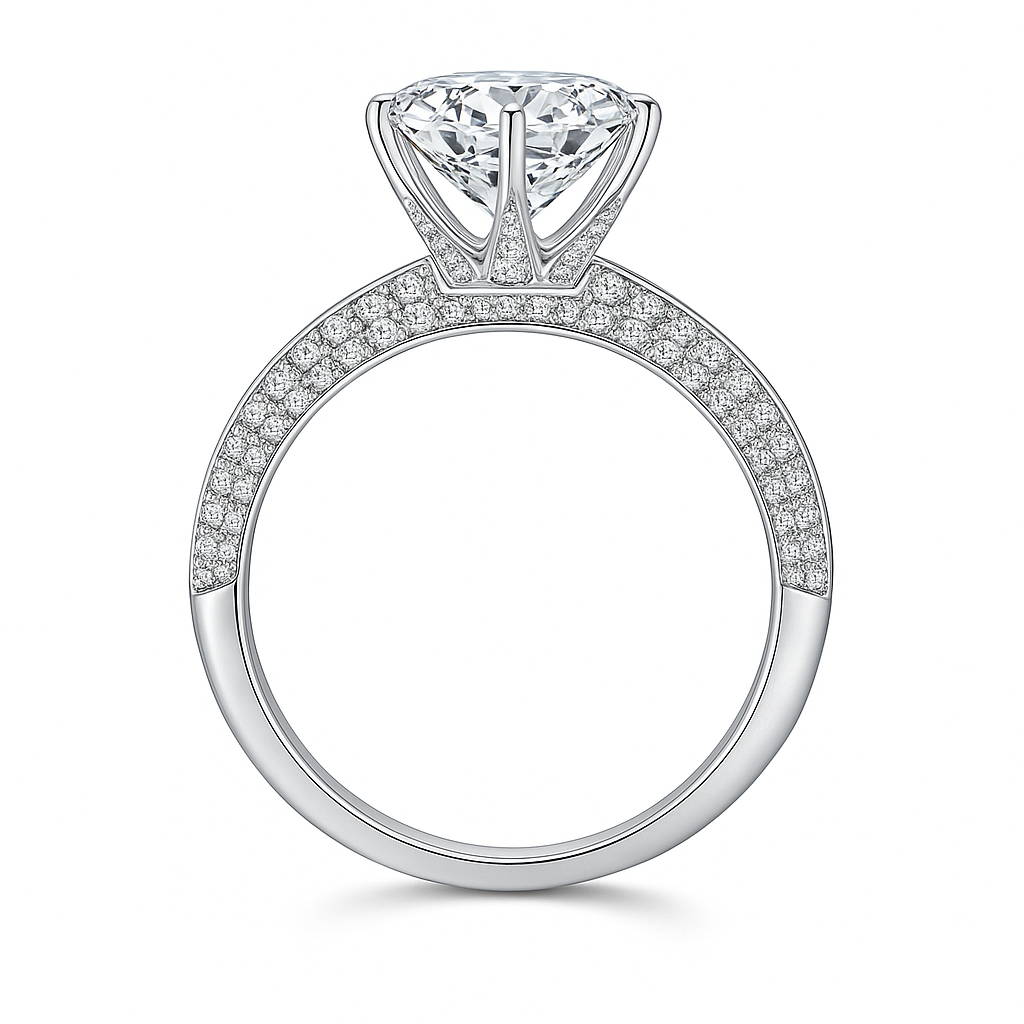 6-PRONG ROUND CUT MOISSANITE ENGAGEMENT RING (3 Carat)