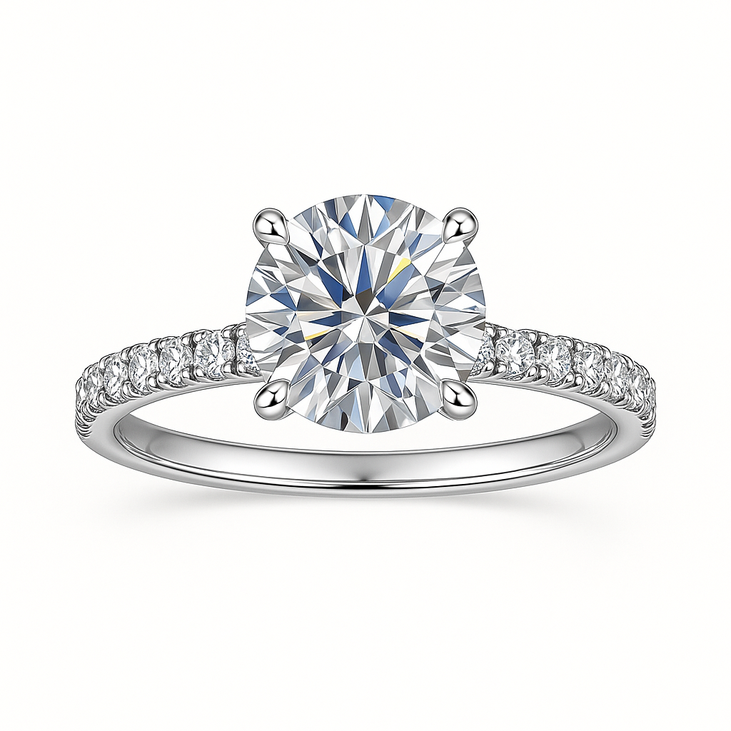 CLASSIC ROUND CUT SOLITAIRE MOISSANITE ENGAGEMENT RING (2 Carat)