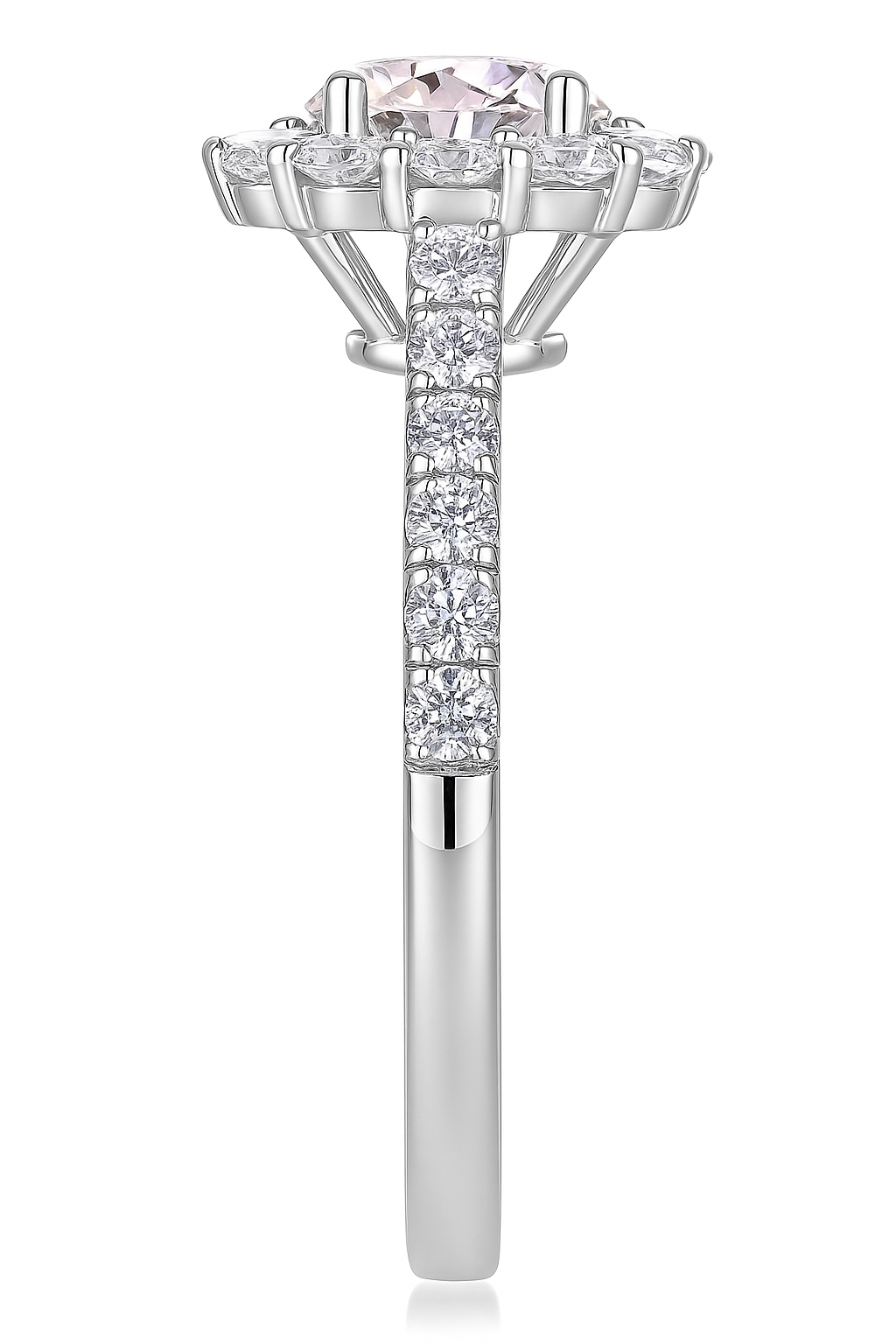 ROUND CUT SUNFLOWER MOISSANITE ENGAGEMENT RING (1 Carat)