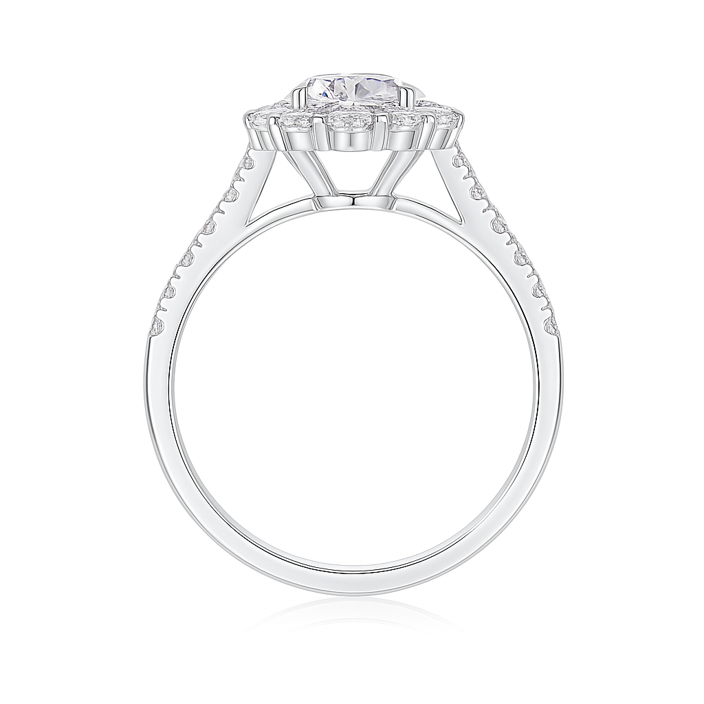 ROUND CUT SUNFLOWER MOISSANITE ENGAGEMENT RING (1 Carat)