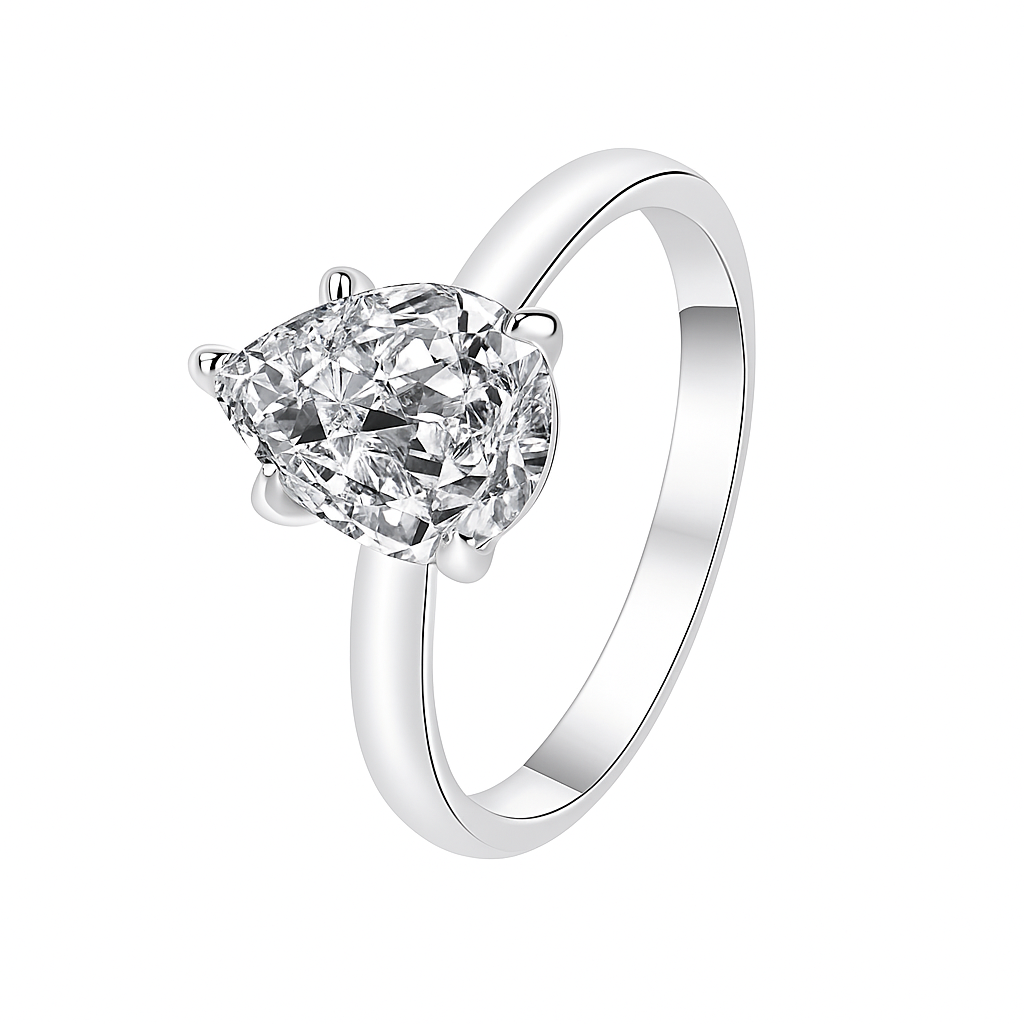 PEAR CUT SOLITAIRE MOISSANITE ENGAGEMENT RING (2 Carat)
