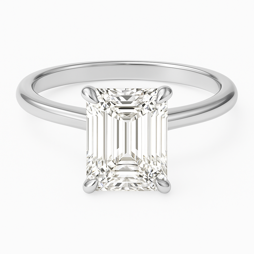 EMERALD CUT SOLITAIRE MOISSANITE ENGAGEMENT RING (1 Carat)