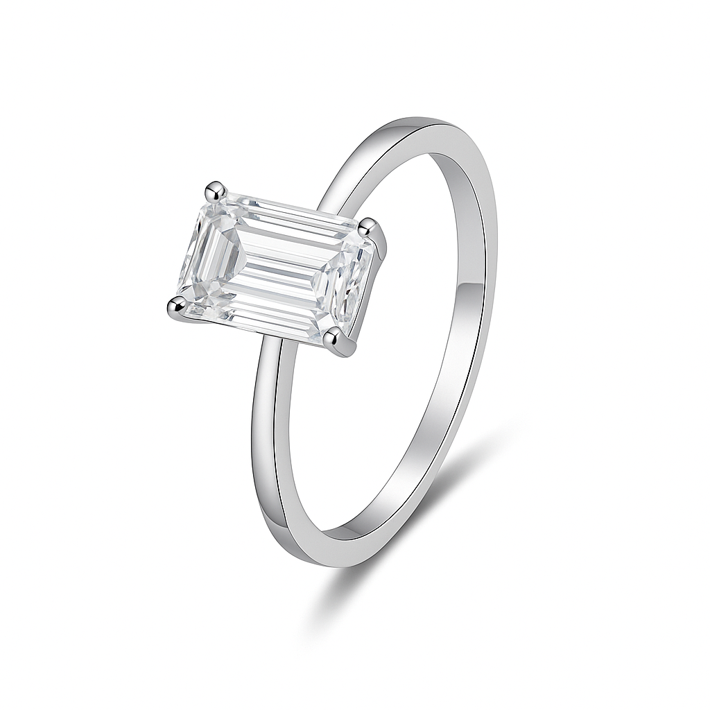 EMERALD CUT SOLITAIRE MOISSANITE ENGAGEMENT RING (1 Carat)