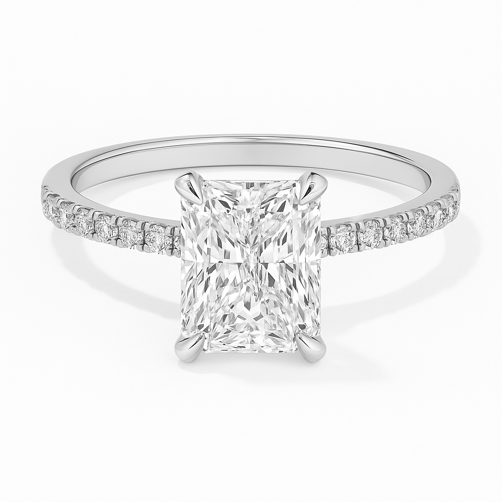 RADIANT CUT PAVÉ SET MOISSANITE ENGAGEMENT RING
