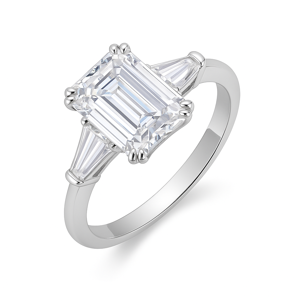 EMERALD CUT SOLITAIRE MOISSANITE ENGAGEMENT RING (2.5 Carat)