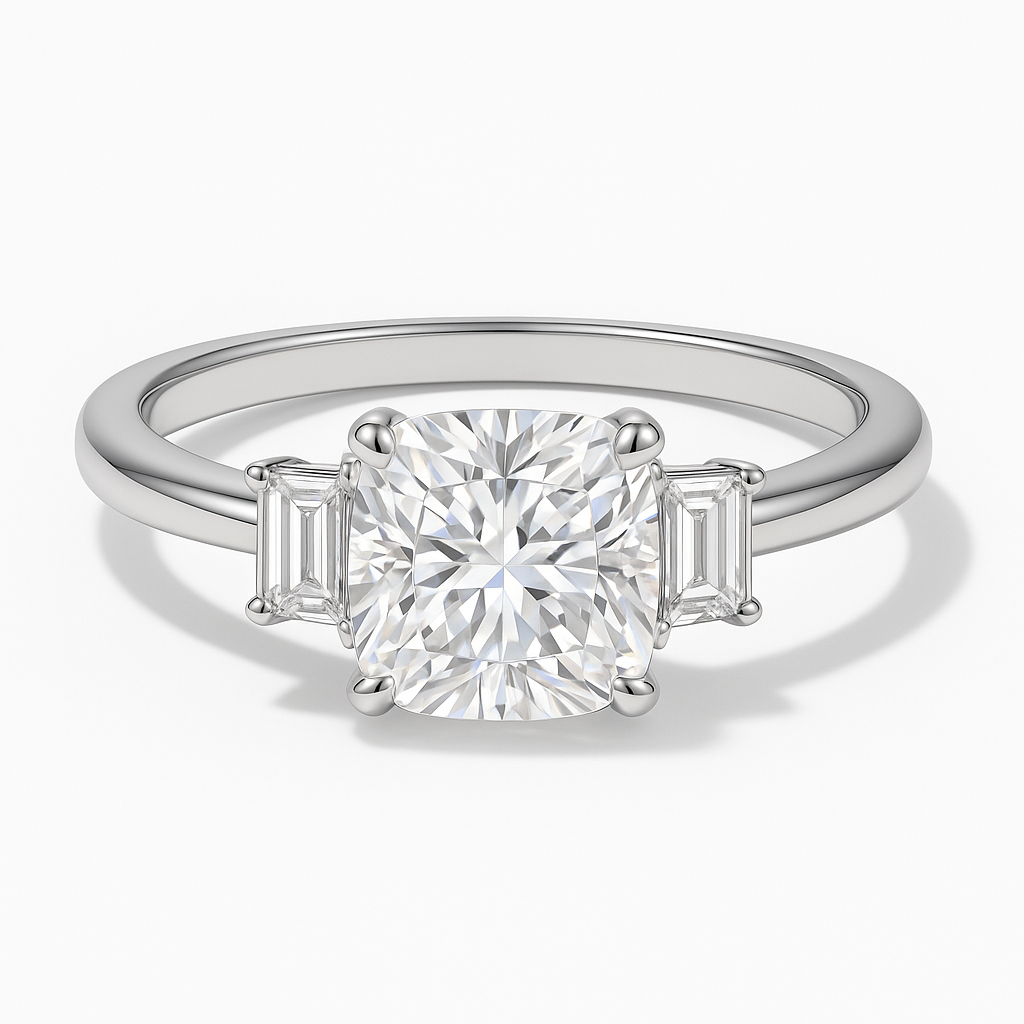 CUSHION CUT SOLITAIRE MOISSANITE ENGAGEMENT RING (3 Carat)