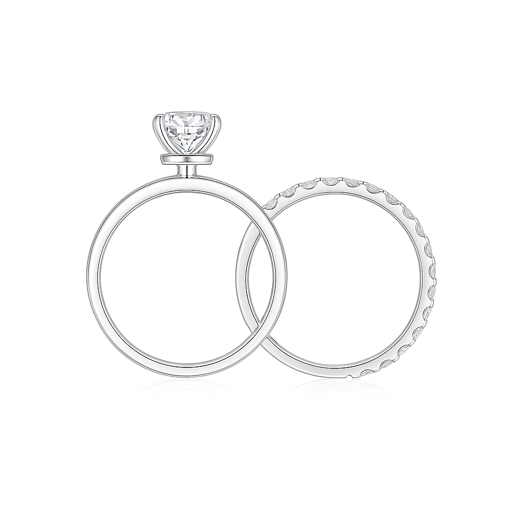 OVAL CUT MOISSANITE CLUSTER ENGAGEMENT RING SET (4 Carat)