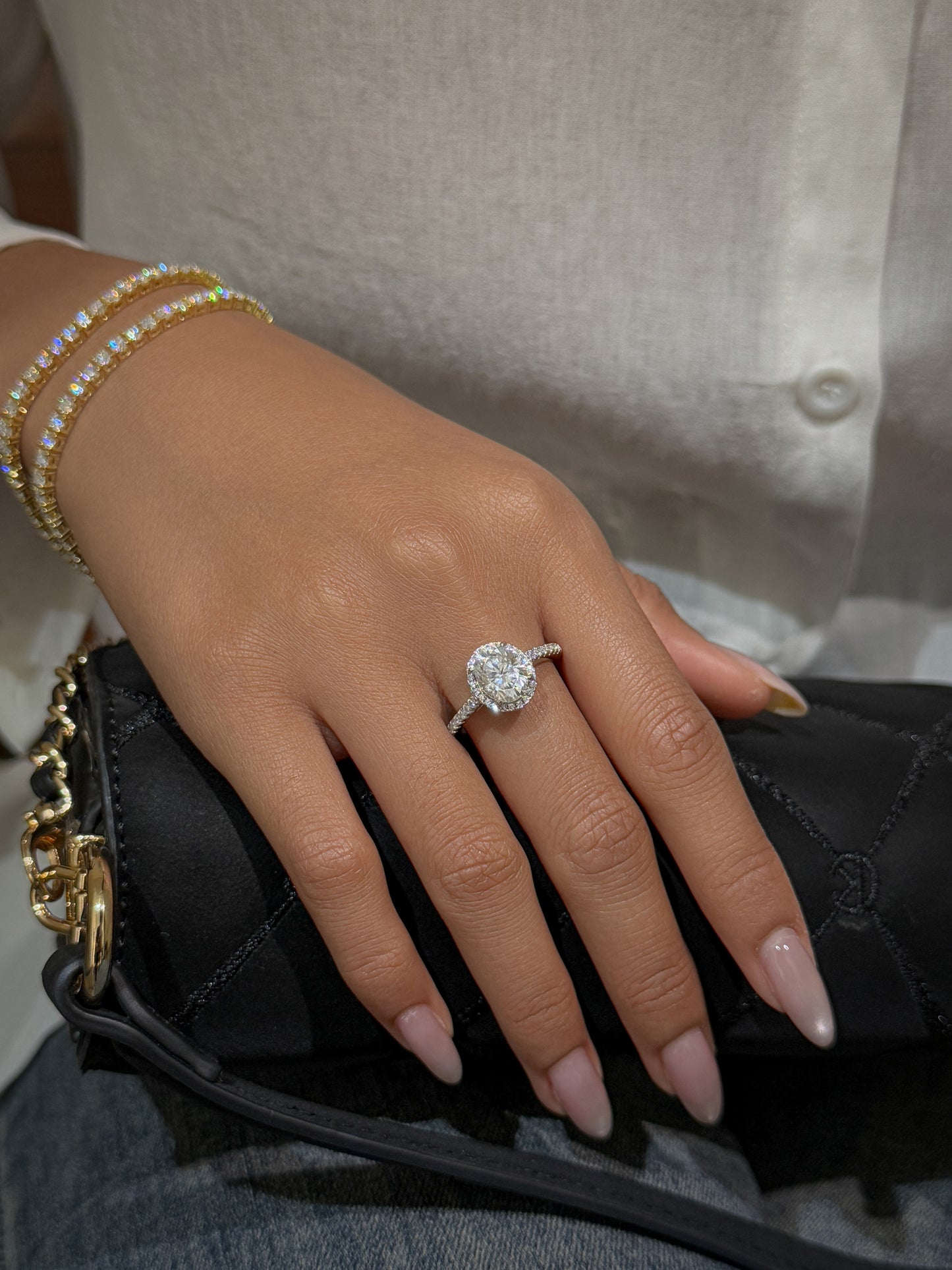 HALO OVAL CUT MOISSANITE ENGAGEMENT RING