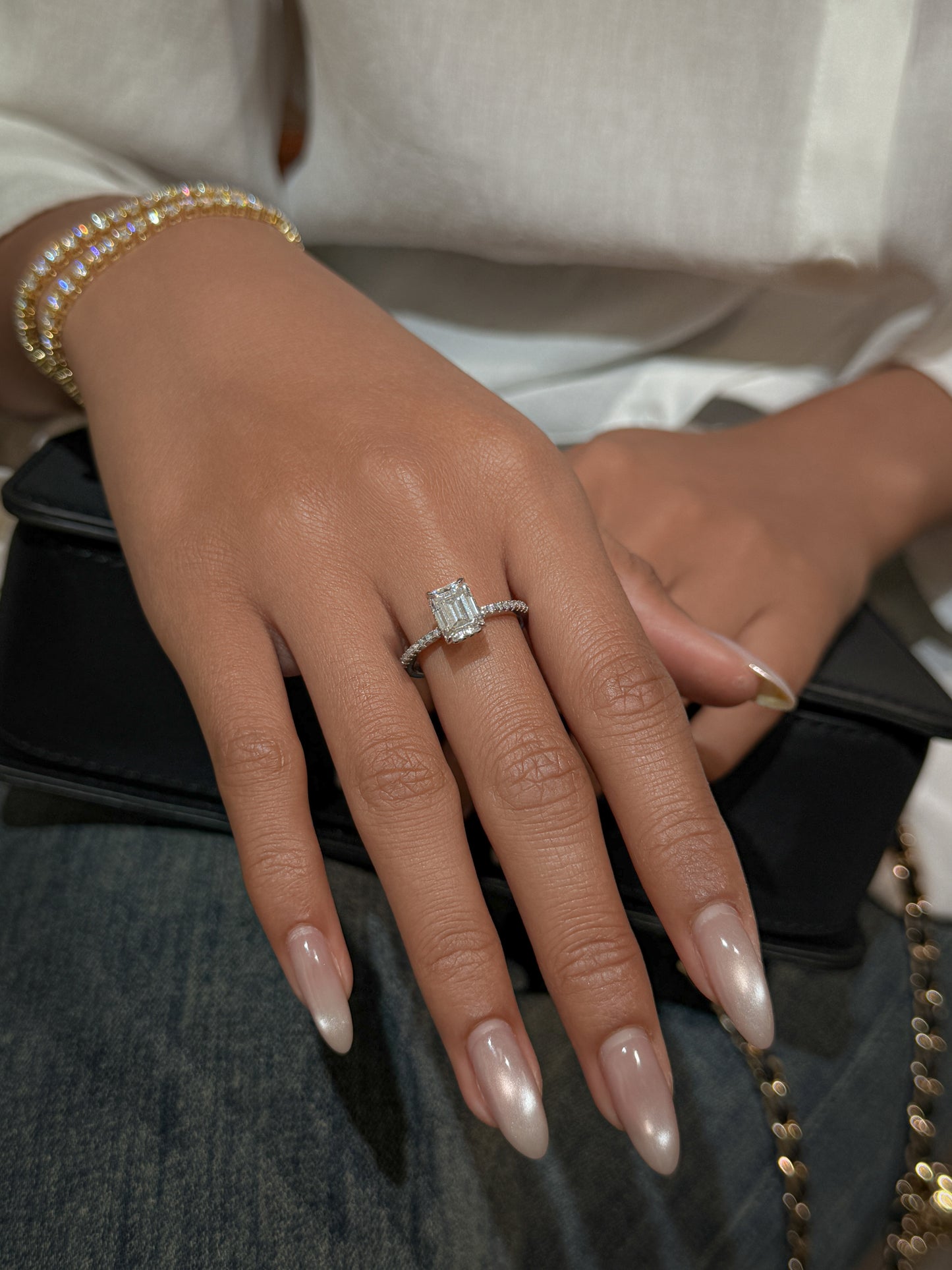 EMERALD CUT SOLITAIRE MOISSANITE ENGAGEMENT RING (2 Carat)