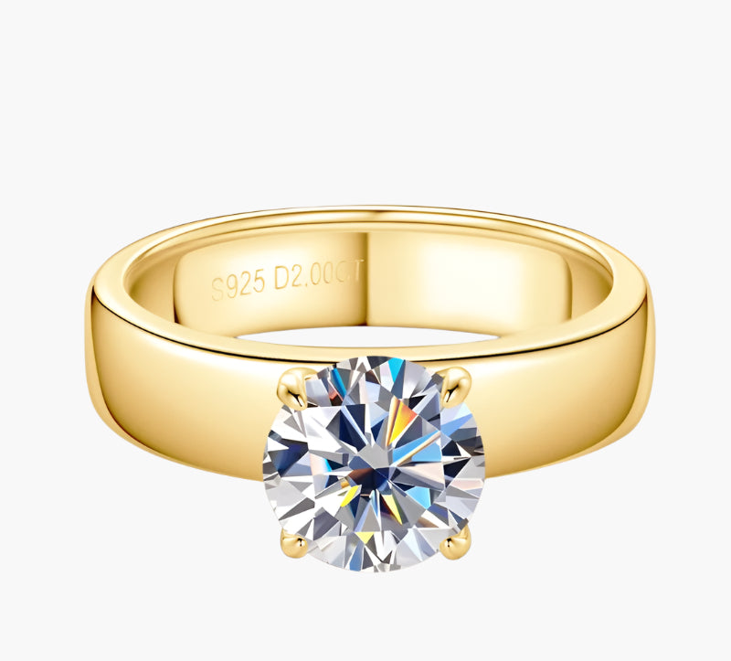 4-PRONG CLASSIC ROUND CUT SOLITAIRE MOISSANITE ENGAGEMENT RING (2 Carat)