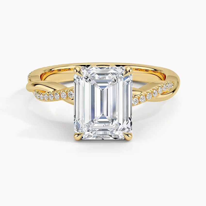 TWISTED SETTING EMERALD CUT MOISSANITE ENGAGEMENT RING (1 Carat)
