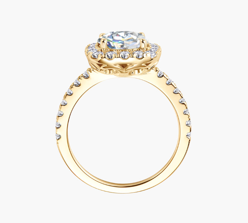CUSHION CUT HALO MOISSANITE ENGAGEMENT RING (2 Carat)