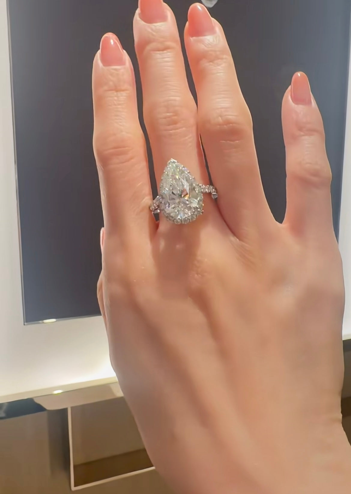 PEAR CUT HALO MOISSANITE ENGAGEMENT RING (5 Carat)
