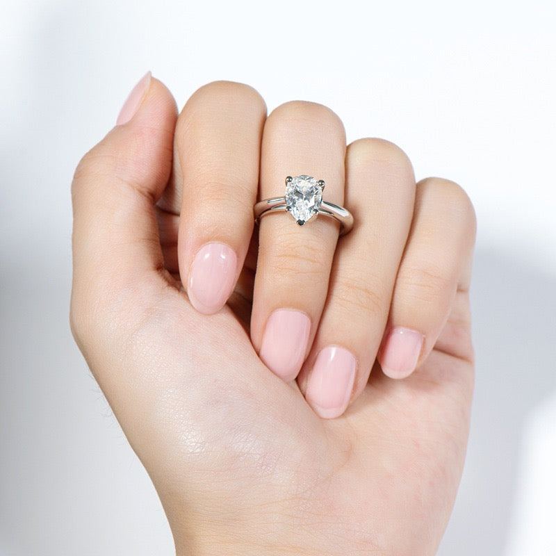 PEAR CUT SOLITAIRE MOISSANITE ENGAGEMENT RING (2 Carat)