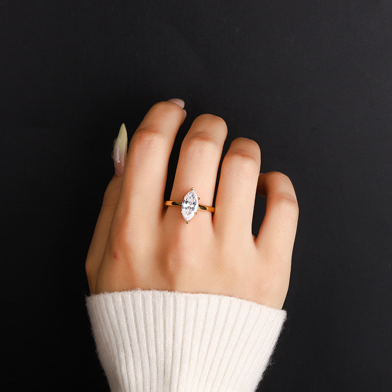 MARQUISE CUT SOLITAIRE MOISSANITE ENGAGEMENT RING