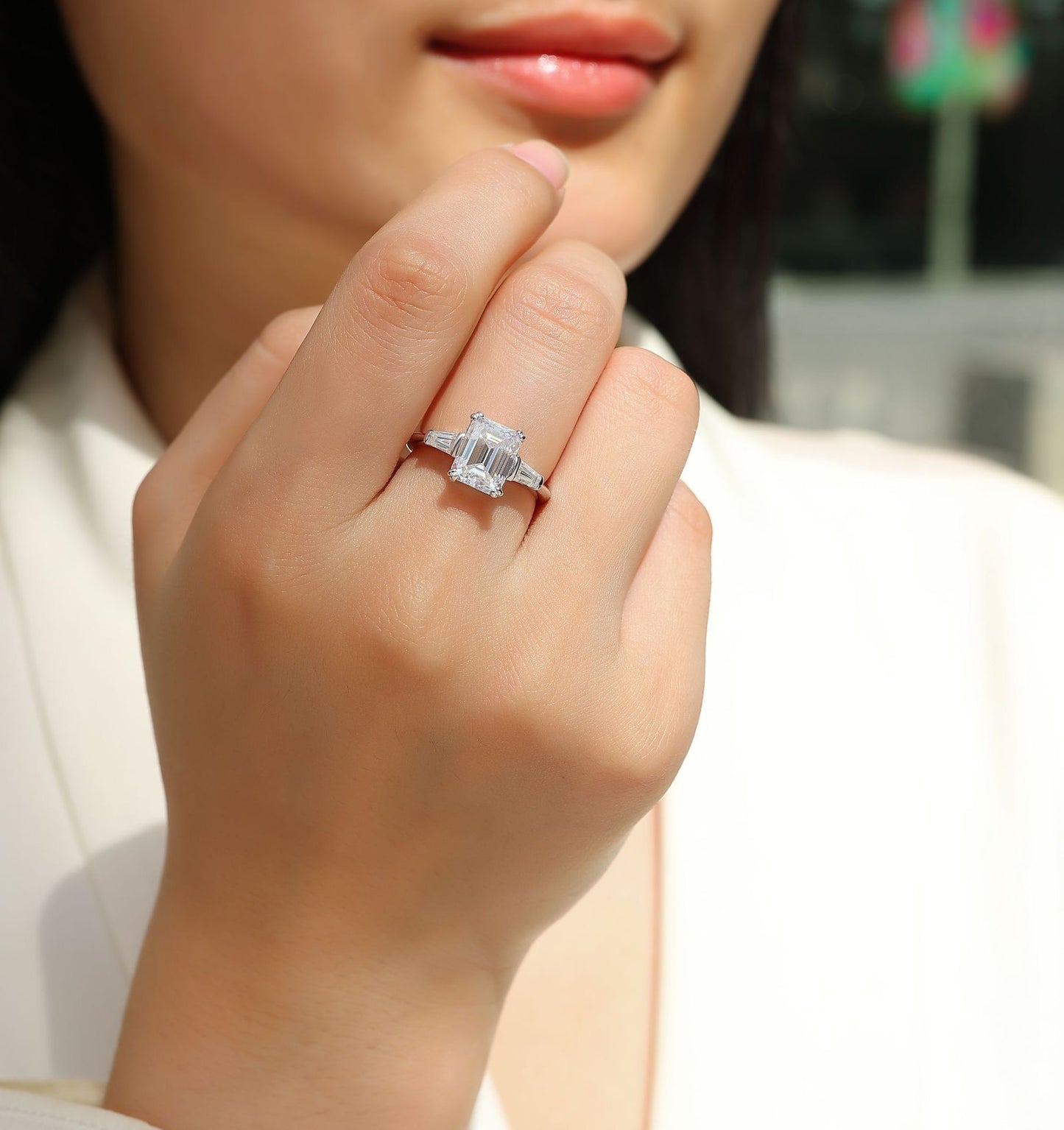EMERALD CUT SOLITAIRE MOISSANITE ENGAGEMENT RING (2.5 Carat)
