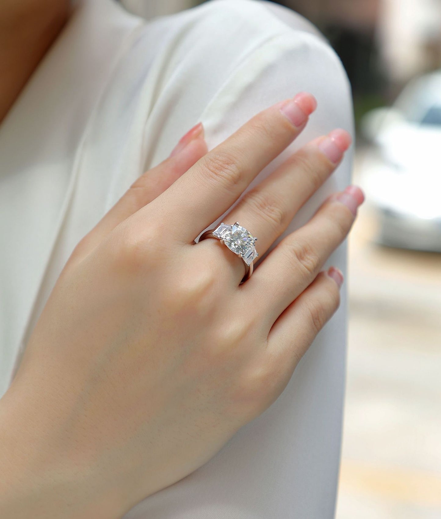 CUSHION CUT SOLITAIRE MOISSANITE ENGAGEMENT RING (3 Carat)