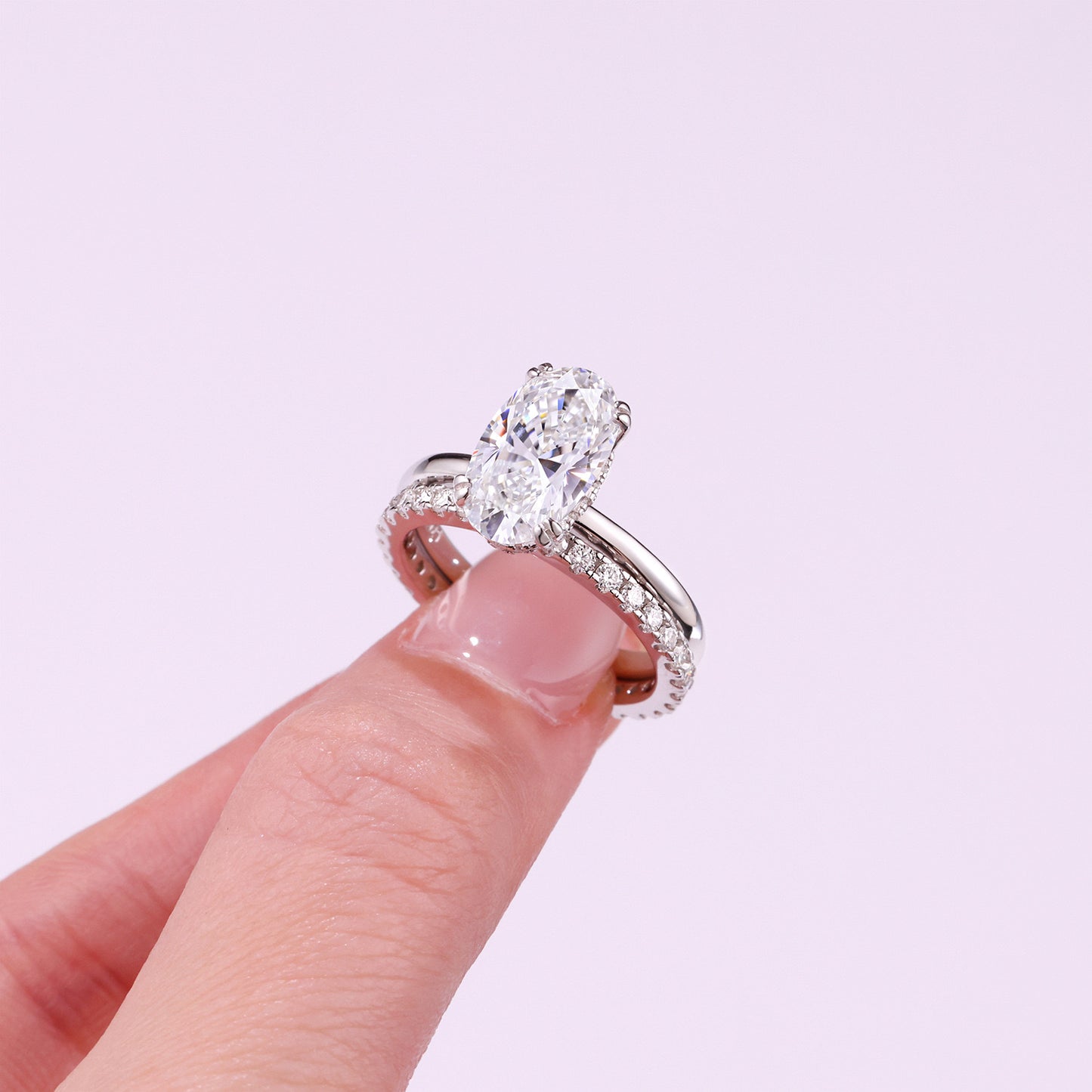 OVAL CUT MOISSANITE CLUSTER ENGAGEMENT RING SET (4 Carat)