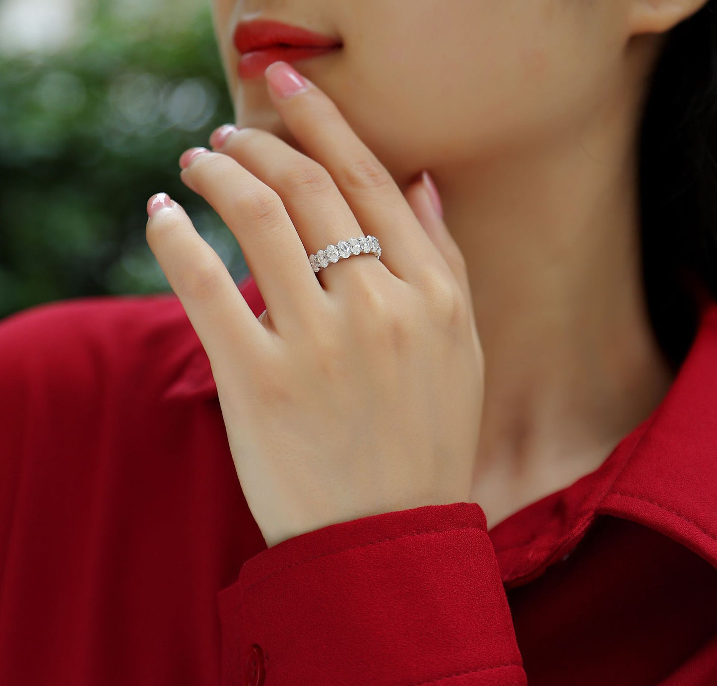OVAL CUT MOISSANITE FULL ETERNITY BAND (5mm)