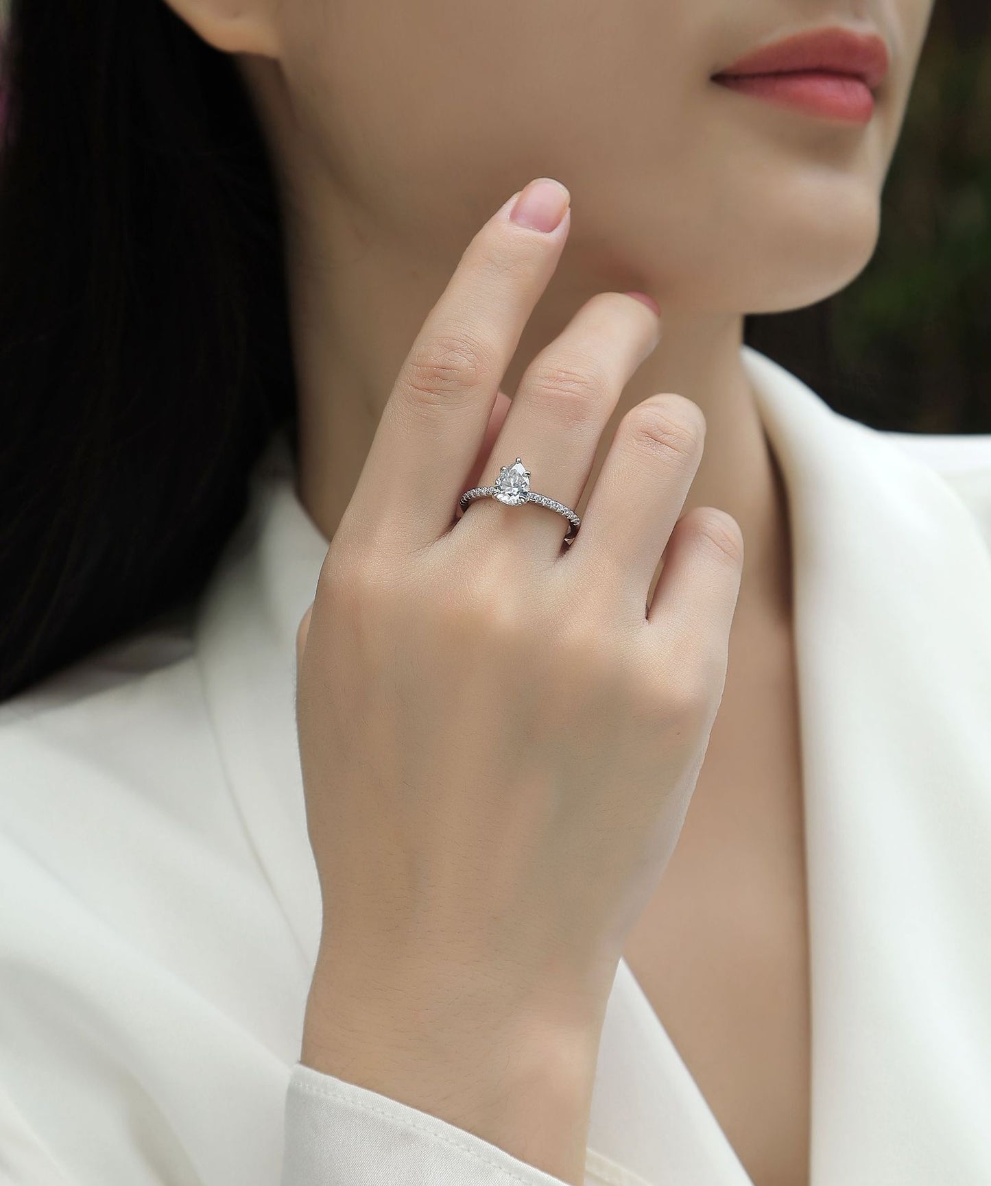 PEAR CUT SOLITAIRE MOISSANITE ENGAGEMENT RING (1.5 Carat)