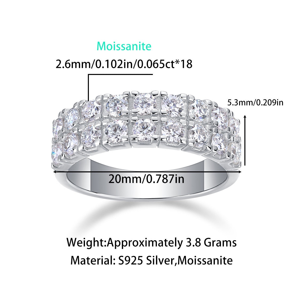 MOISSANITE HALF ETERNITY BAND (5.3mm)