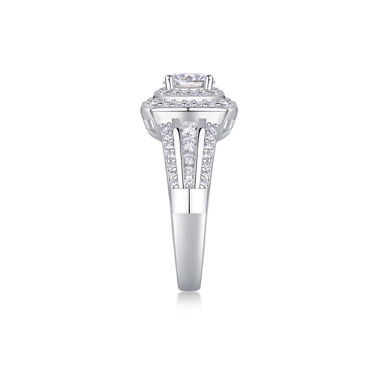 CUSHION CUT HALO MOISSANITE ENGAGEMENT RING (2 Carat)