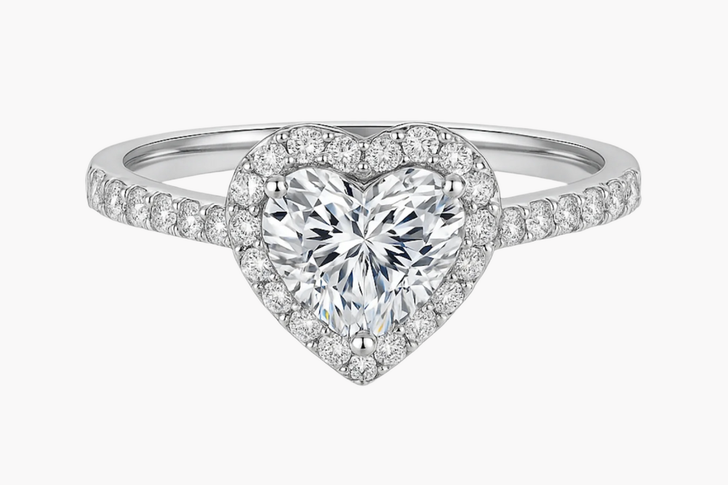 HEART CUT HALO MOISSANITE ENGAGEMENT RING (1 Carat)