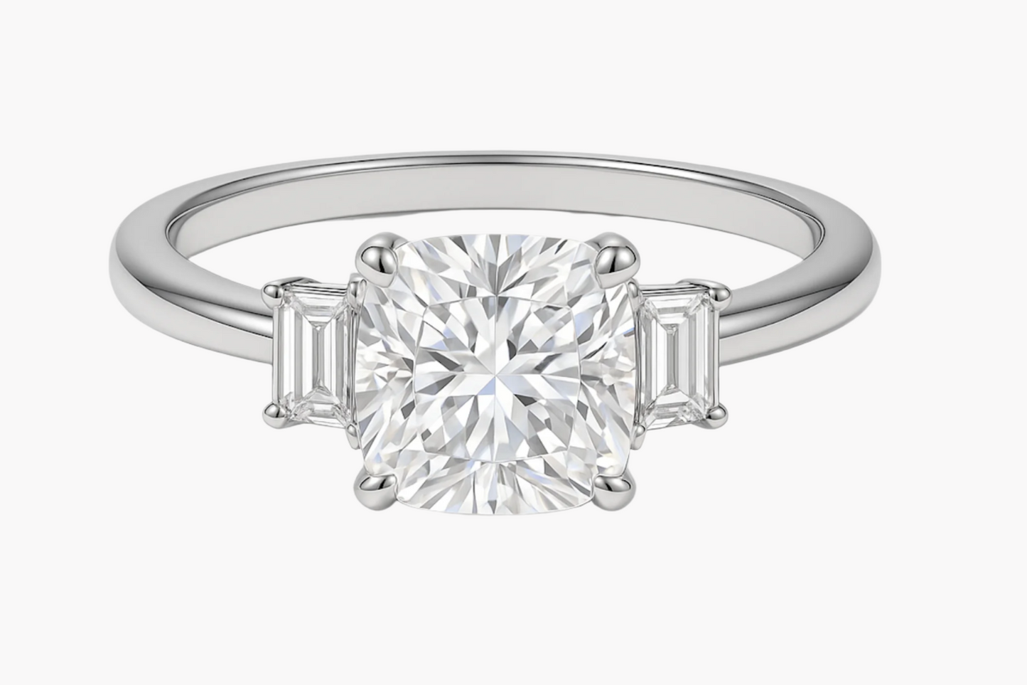 CUSHION CUT SOLITAIRE MOISSANITE ENGAGEMENT RING (3 Carat)