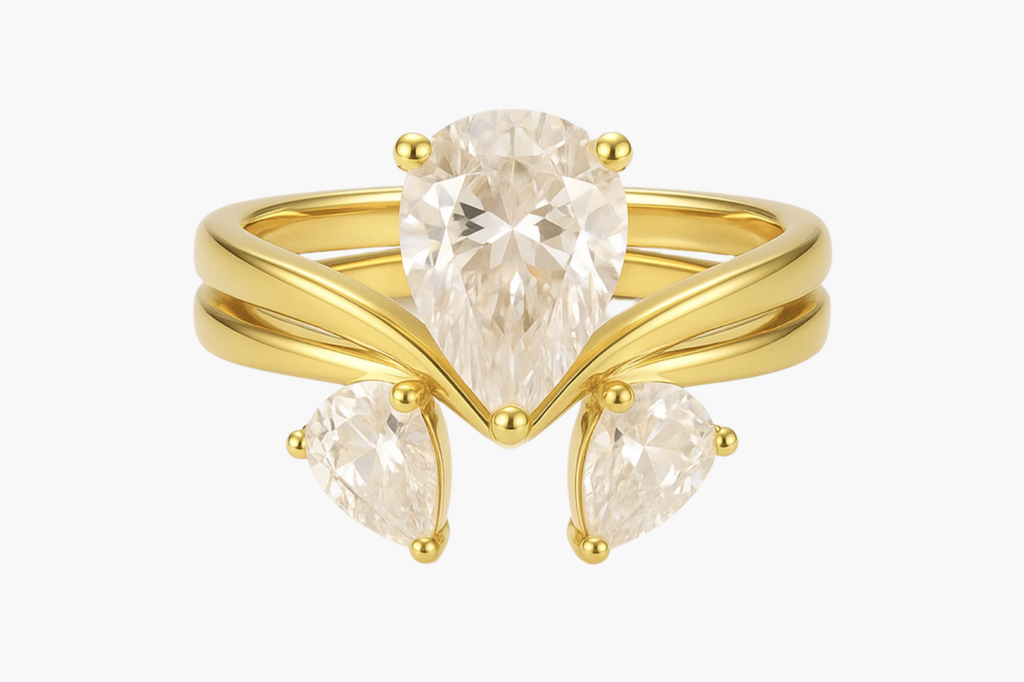 PEAR CUT MOISSANITE CLUSTER ENGAGEMENT RING SET (1.75 Carat)