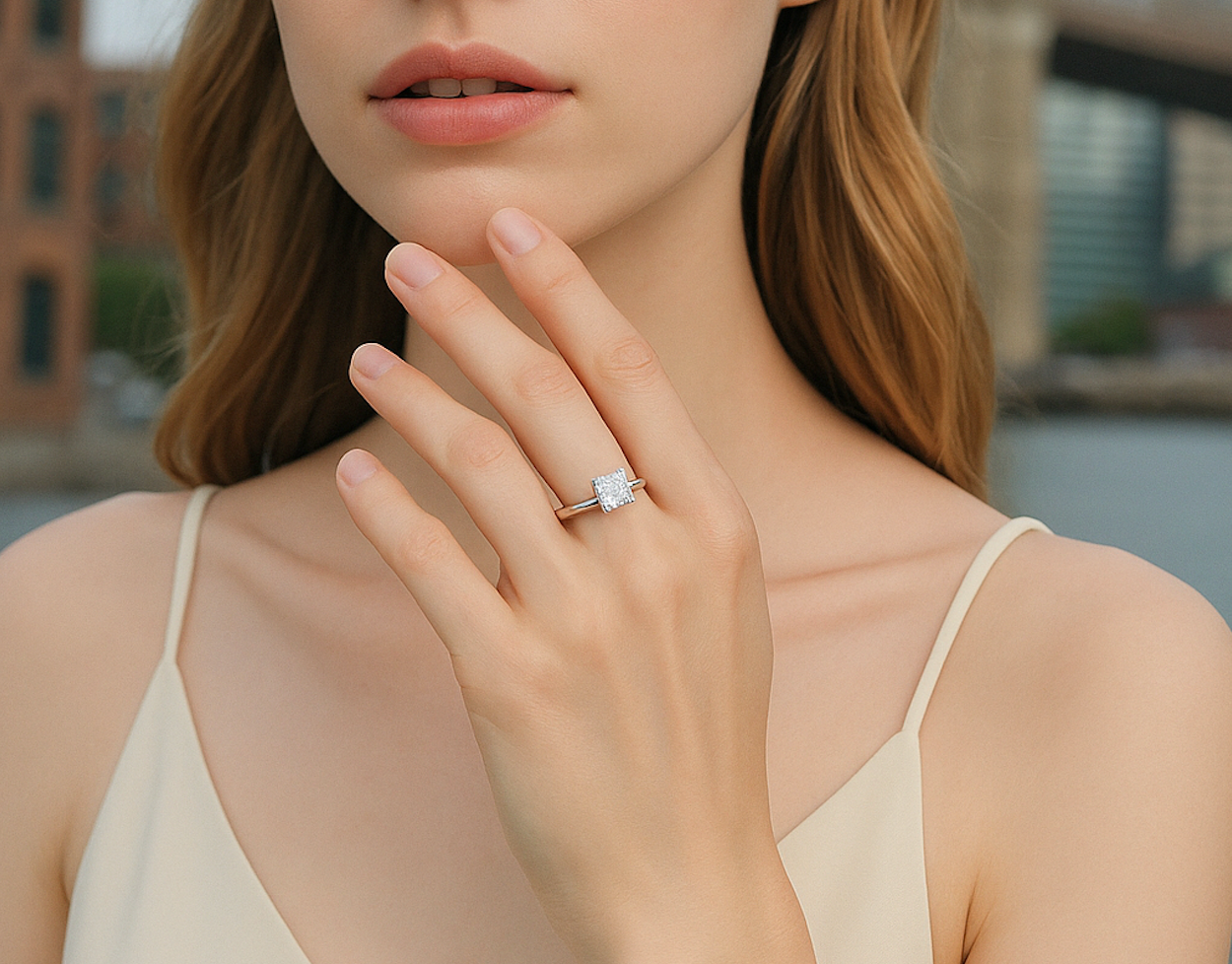 PRINCESS CUT SOLITAIRE MOISSANITE ENGAGEMENT RING