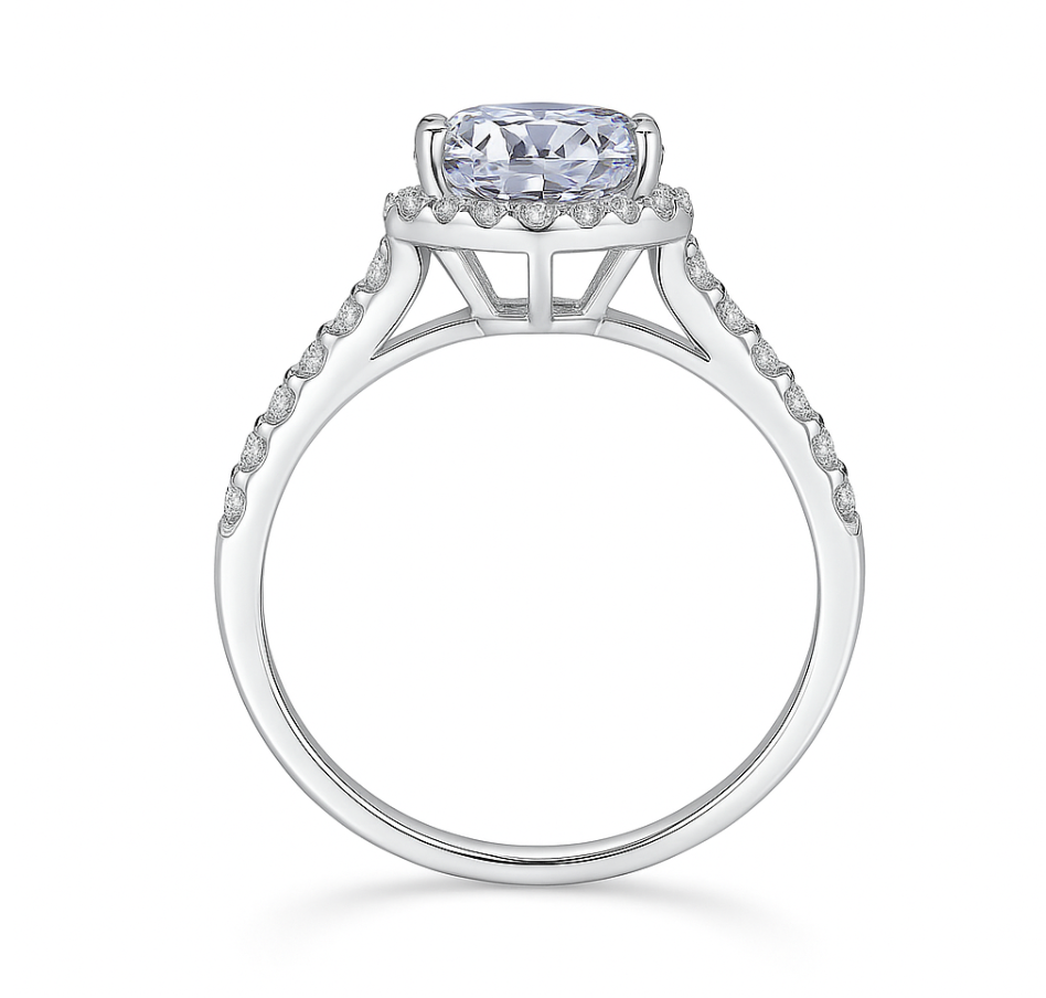 HEART CUT HALO MOISSANITE ENGAGEMENT RING (1 Carat)