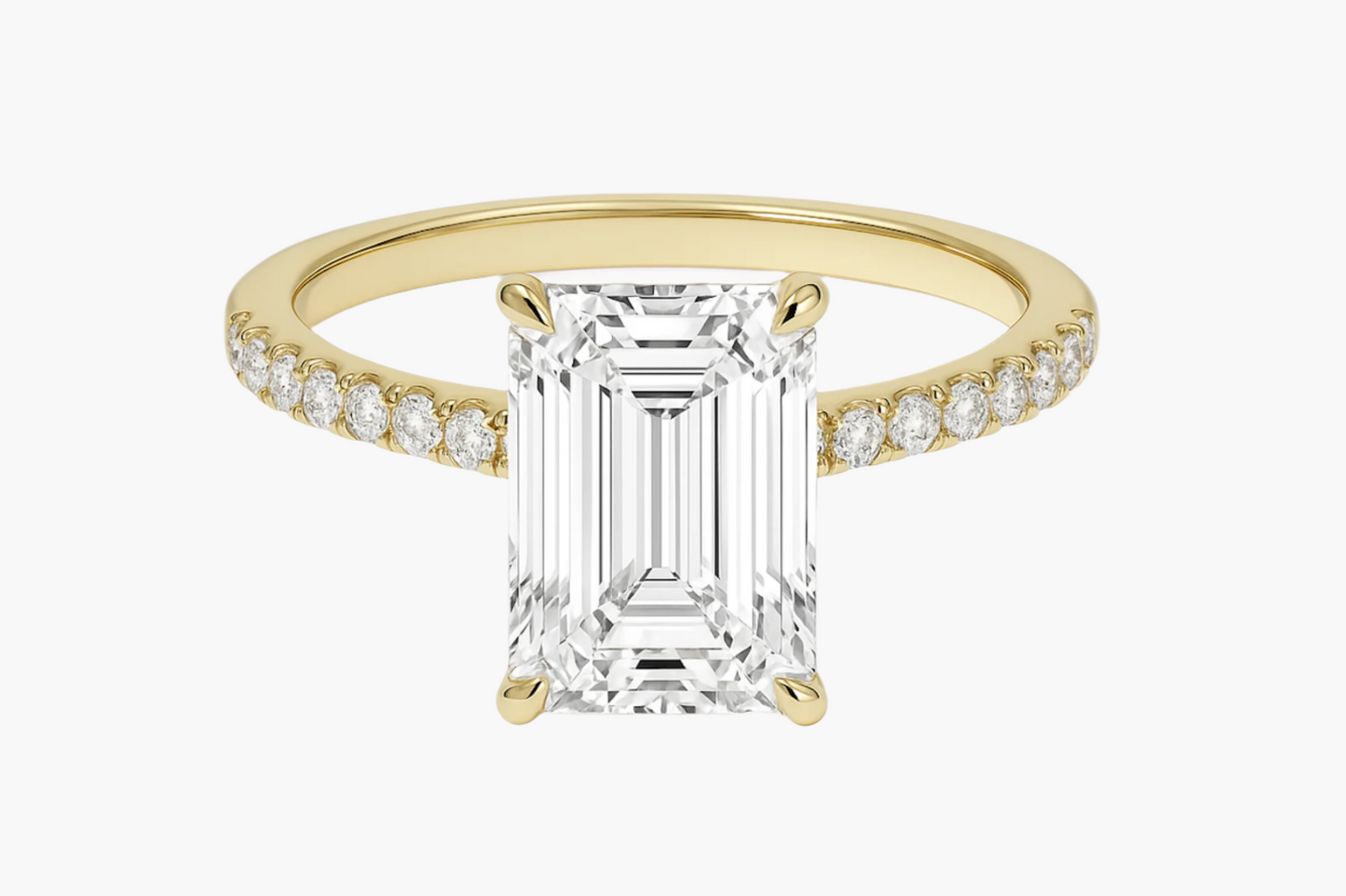 EMERALD CUT HIDDEN HALO MOISSANITE ENGAGEMENT RING