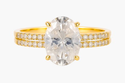 OVAL CUT MOISSANITE CLUSTER ENGAGEMENT RING SET (2.5 Carat)