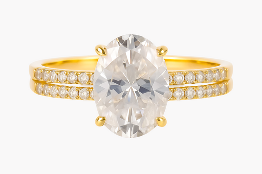 OVAL CUT MOISSANITE CLUSTER ENGAGEMENT RING SET (2.5 Carat)