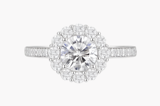 ROUND CUT SUNFLOWER MOISSANITE ENGAGEMENT RING (1 Carat)