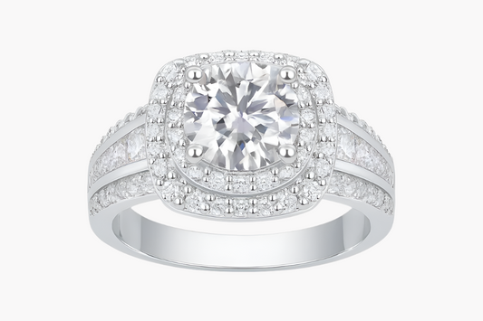 CUSHION CUT HALO MOISSANITE ENGAGEMENT RING (2 Carat)