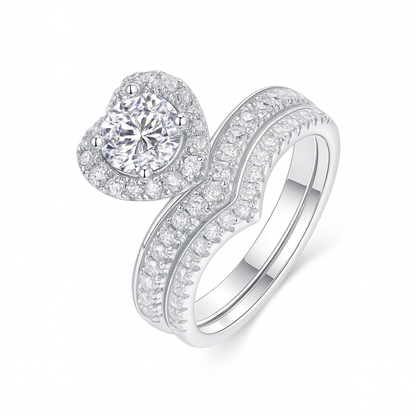 HEART HALO MOISSANITE CLUSTER ENGAGEMENT RING SET (1.5 Carat)