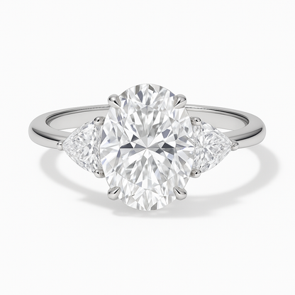 THREE STONE OVAL CUT MOISSANITE ENGAGEMENT RING (8 Carat)