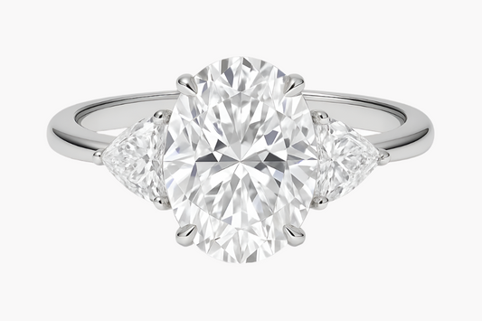THREE STONE OVAL CUT MOISSANITE ENGAGEMENT RING (8 Carat)
