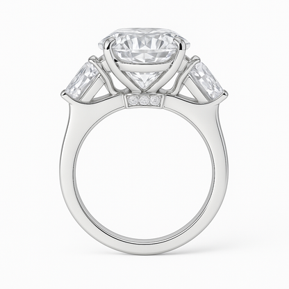 THREE STONE OVAL CUT MOISSANITE ENGAGEMENT RING (8 Carat)