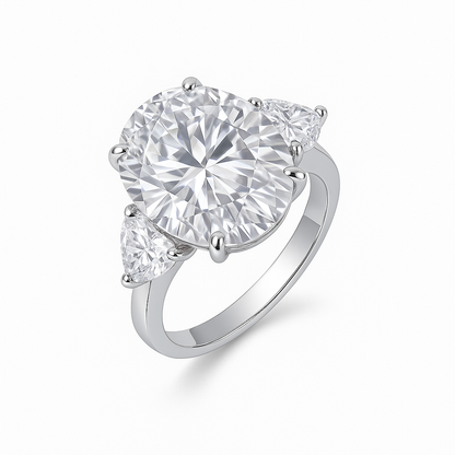 THREE STONE OVAL CUT MOISSANITE ENGAGEMENT RING (8 Carat)