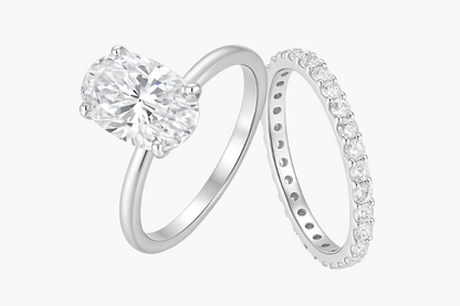 OVAL CUT MOISSANITE CLUSTER ENGAGEMENT RING SET (4 Carat)