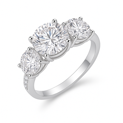THRESS STONE ROUND CUT SOLITAIRE MOISSANITE ENGAGEMENT RING (3 Carat)