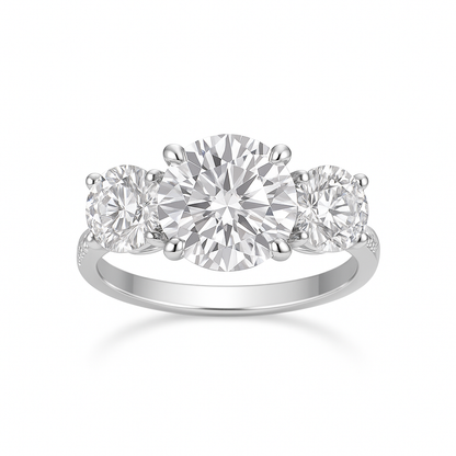 THRESS STONE ROUND CUT SOLITAIRE MOISSANITE ENGAGEMENT RING (3 Carat)
