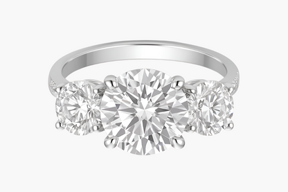 THRESS STONE ROUND CUT SOLITAIRE MOISSANITE ENGAGEMENT RING (3 Carat)